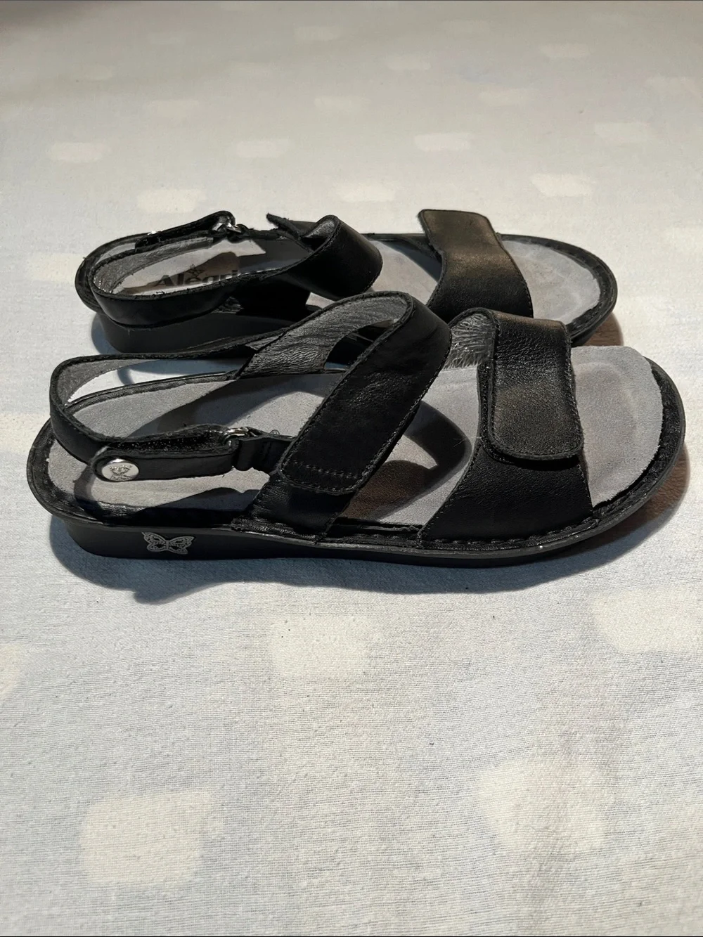 Algeria Verona Style Black Leather Adjustable Sandals - Size 38 (Approx. US 7.5)